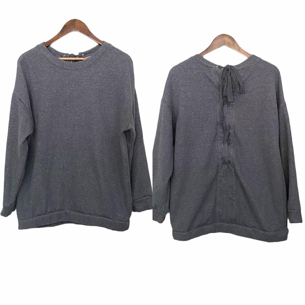 Fabletics Gray Nina Lace-Back Pullover Oversized … - image 2